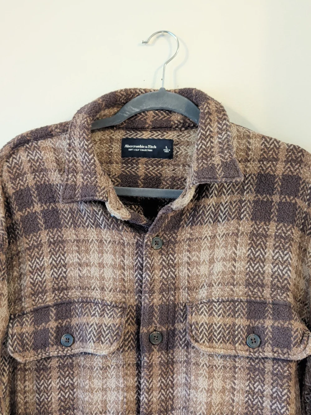 Abercrombie & Fitch Brown Plaid Lightweight Shacket